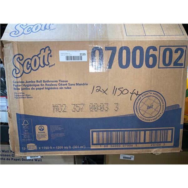 CASE LOT - Scott Coreless Jumbo Roll Bathroom Tissue 2Ply White 12x1150 FtÂ 