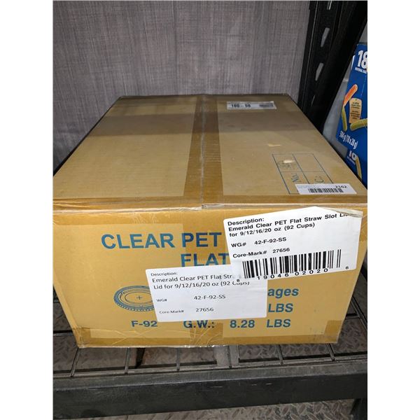 CASE LOT -Honor Clear PET Plastic Flat Straw Slot Lids 20x50 CountÂ 