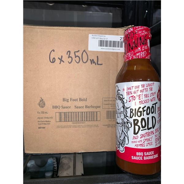 CASE LOT Bigfoot Bold BBQ Sauce 6x350ml
