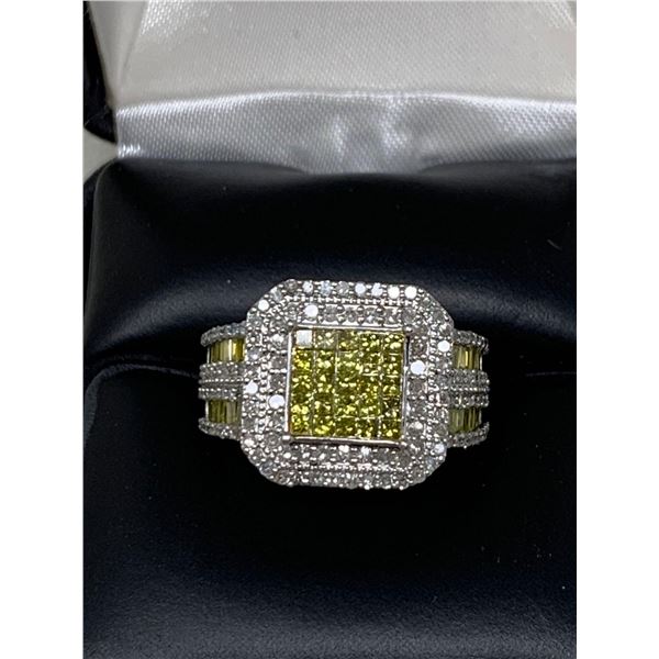 Ladies 10K White Gold 2.90 Carat Diamond Cluster Ringwith certificate value $14,100.00