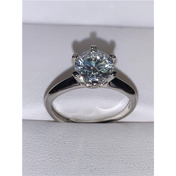 Ladies .925 Silver with 2.0 Moissanite Brilliant Cut Solitaire Ring
