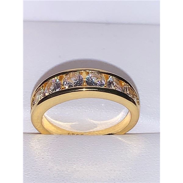 V. Wang Styled Multi Bezel Set Stones Wedding Band Ring