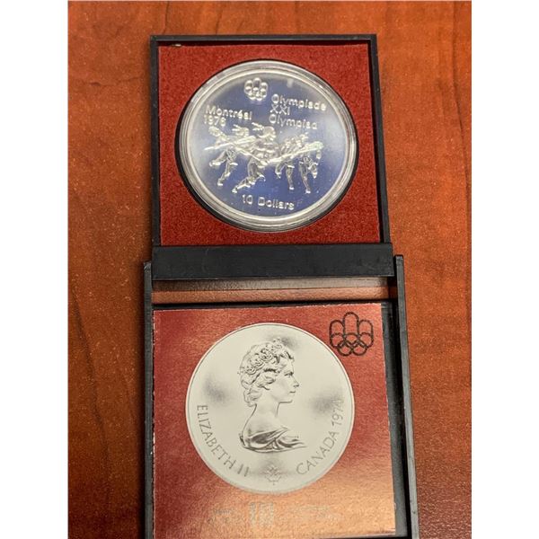 Canada Montreal 1976 Olympics Lacrosse Silver 10 Dollar Coin with Case