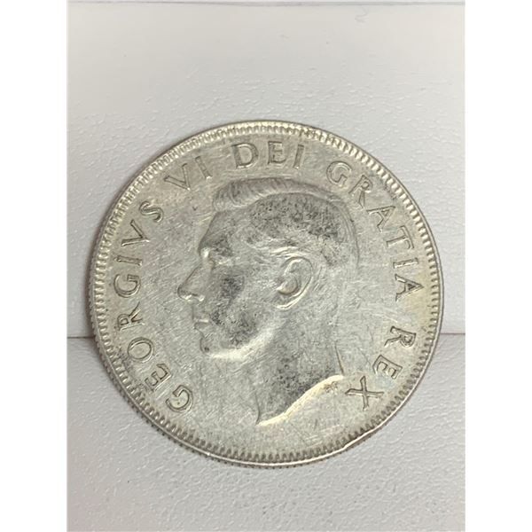 Vintage Canada 1950 King George VI Silver Half Dollar Coin