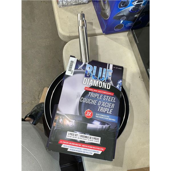 Blue Diamond Triple Steel Skillet Set, 3-piece - Induction Friendly