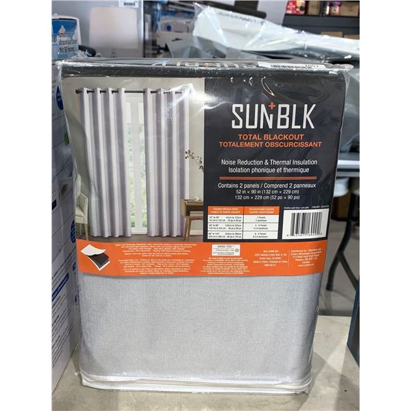 SunBlk Total Blackout 2 Panels 52"x90" Bradley Light Grey Curtains