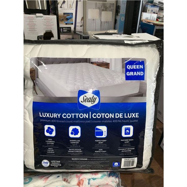 Sealy Luxury Cotton Queen 400 Thread Count Mattress Pad
