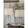 Image 3 : Set of 2 Table Lamps Glass & Steel Base Antique Dark Nickel Finish