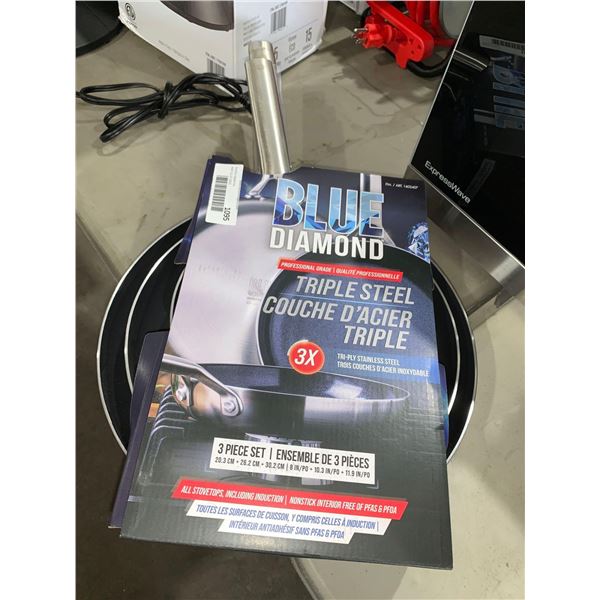 Blue Diamond Triple Steel Skillet Set, 3-piece - Induction Friendly