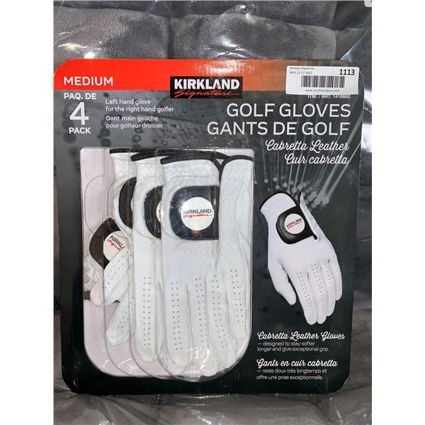 Kirkland Medium 4 Pack Golf Gloves Left Hand Cabretta Leather