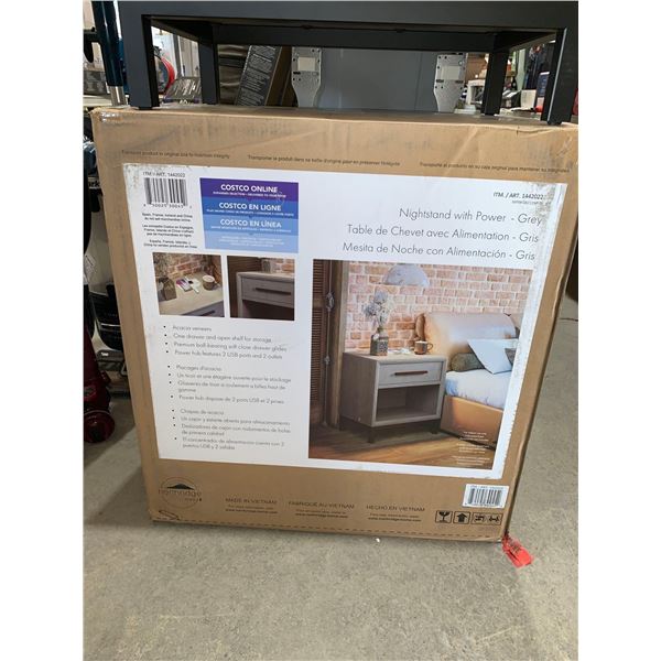 Nightstand With Power Grey 25"h x 24"w x 16"d