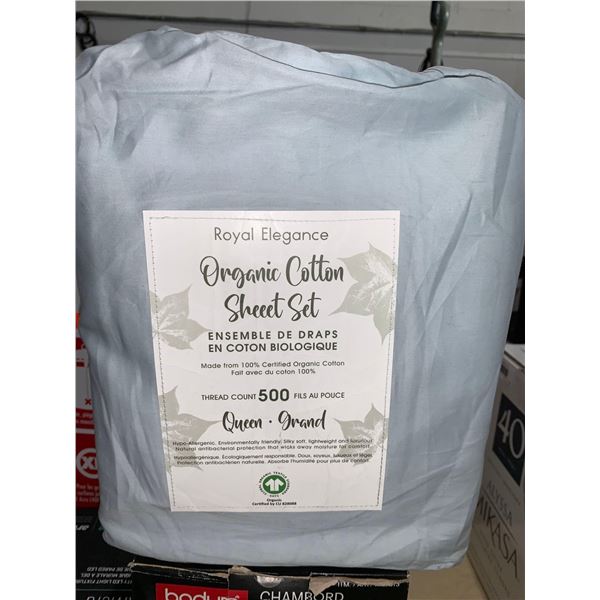 Royal Elegance Organic Cotton Sheet Set 500 Thread Count Queen Size