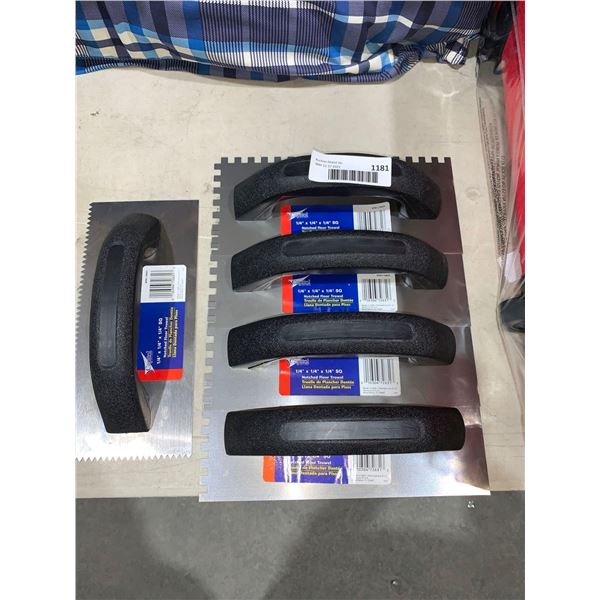 Capitol Lot of 4 Notched Floor Trowel 1/4"x1/4"x1/4" SQ And 1 V Notched Trowel