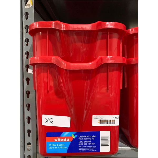 Vileda 15 Litre Graduated Bucket w/ pouring lip LOT of 2