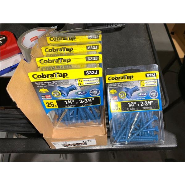 CobraTap Concrete Screws 1/4"x2 3/4" Box of 25 Lot of 5 Boxes