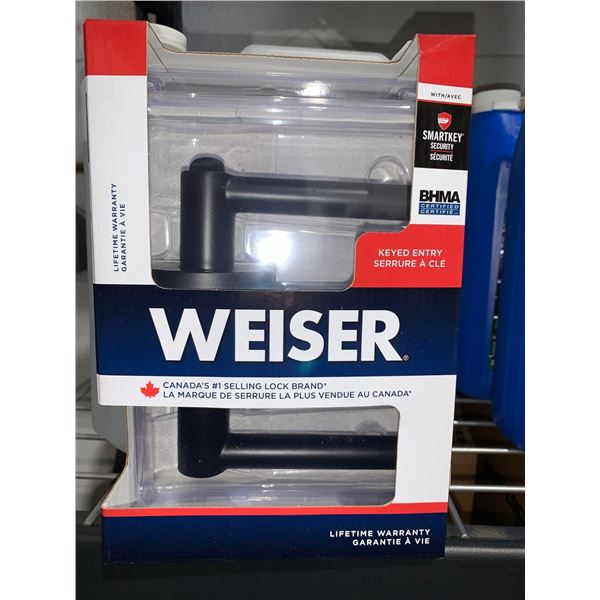 Weiser Keyed Entry Smart Key Door Handle - Black/Brown - Lot of 1