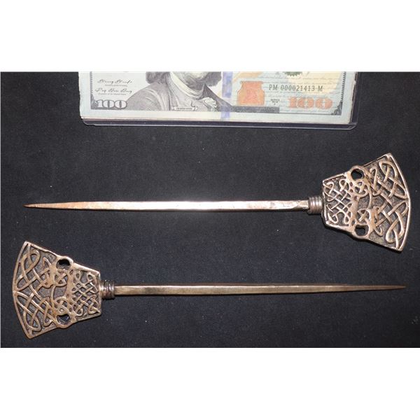 HAMLET 1990 RENAISSANCE MATCHED PAIR OF METAL FIBULA PINS 2