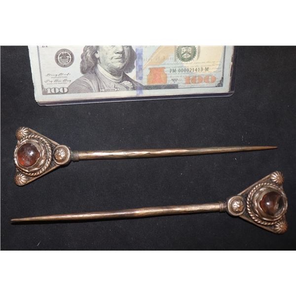 HAMLET 1990 RENAISSANCE MATCHED PAIR OF METAL FIBULA PINS 1