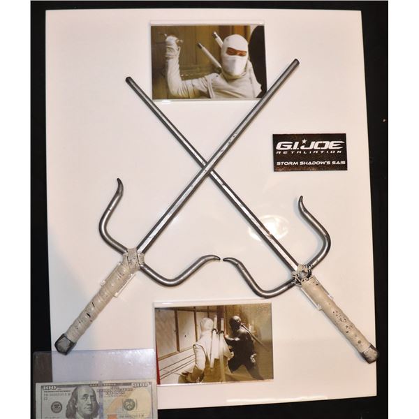 G.I. JOE RETALIATION STORM SHADOW PAIR OF SAIS SCREEN MATCHED ON DISPLAY SUPER HERO