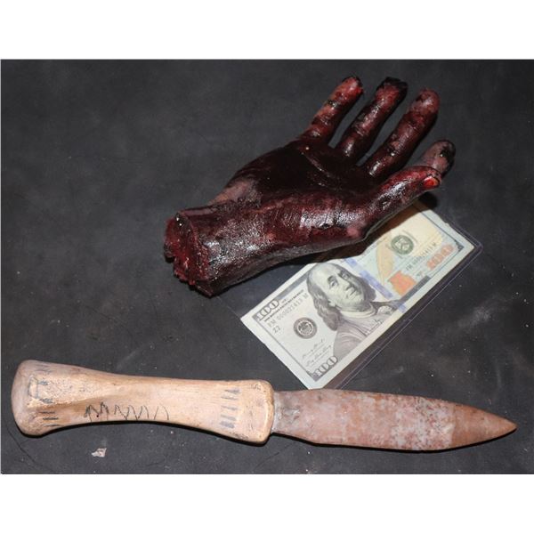 APOCALYPTO MAYAN DAGGER AND BLOODY SEVERED HAND SCREEN USED LOT 2