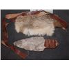 Image 1 : KNIVES CAVEMAN PRIMORDIAL STONE IN FUR LEATHER SHEATH A