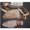 Image 1 : KNIVES CAVEMAN PRIMORDIAL STONE IN FUR LEATHER SHEATH E