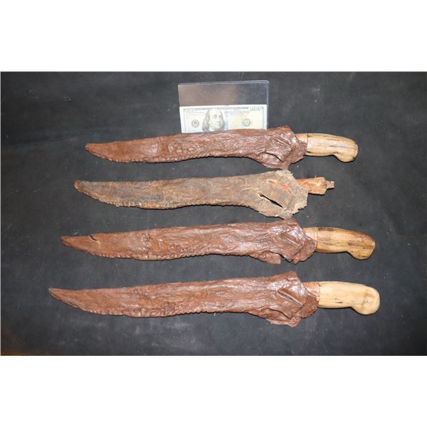 KNIVES STUNT FRONTIER INDIAN DAGGERS IN SHEATHS LOT OF 4