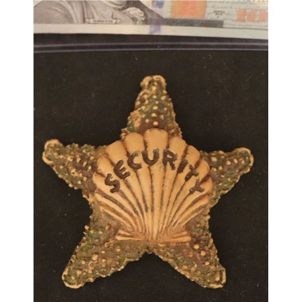 THE FLINTSTONES BEDROCK SECURITY STARFISH BADGE SCREEN USED