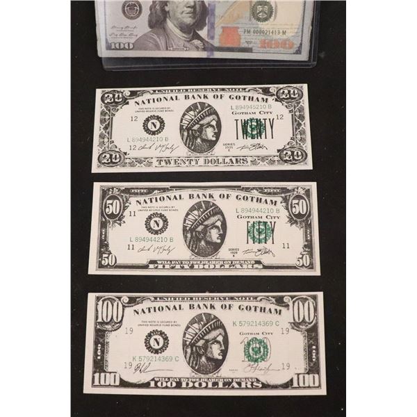 BATMAN FOREVER $20 $50 AND $100 BILLS LOT OF 3 A