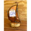 Image 1 : Sailboat - stone base/ copper sails - signed