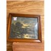 Image 1 : Antique House on lake framed artwork beautiful oak frame - slight damage 24 1/2"w x 20 1/2"h