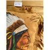 Image 2 : Absolutely beautiful painting on fringed genuine leather cushion " Chief Blackhawk" about 19" x 19" 
