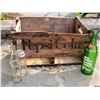 Image 1 : 1964 wood Pepsi crate with vintage Pepsi, Crush & 7up glass bottles.