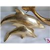 Image 2 : 3 vintage solid brass dolphins, made in India.
