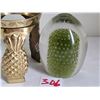 Image 4 : Decorative blown glass weights & brass stand.