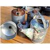 Image 2 : Group of vintage galvanized gas cans, funnel & watering can.