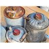 Image 3 : Group of vintage galvanized gas cans, funnel & watering can.