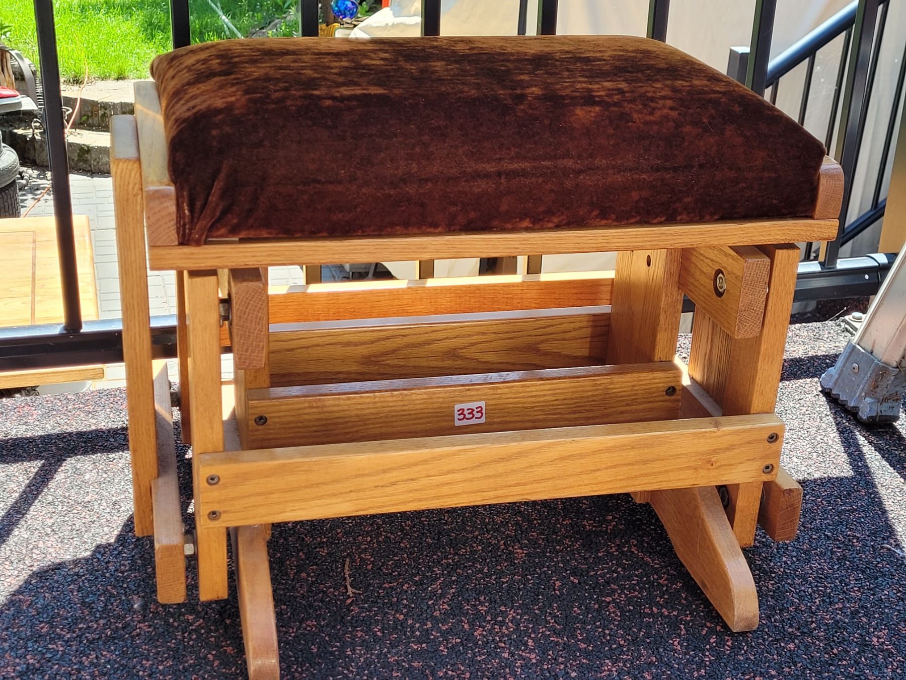 Older padded wood, rocking foot stool. - Schmalz Auctions