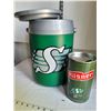 Image 3 : Sask Roughrider drink cooler, mug, bank & seat cushion.