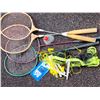Image 4 : Mid Century wooden Croquet set & Crown Badminton racquets. Badminton set, pickle ball paddles, golf 