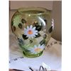 Image 5 : 20” tall Canada made ceramic vase with lighted flower sticks & glass daisy vase.
