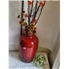 Image 6 : 20” tall Canada made ceramic vase with lighted flower sticks & glass daisy vase.