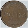 Image 1 : 1924 Germany 2 Reichspfennig Coin