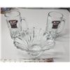 Image 1 : Clear crystal bowl & 2 A&W root beer mugs - excellent condition