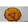 Image 1 : Footed amber decorative bowl - 11" dia