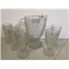 Image 1 : Clear glass pitcher & 5 glasses