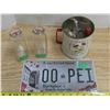 Image 1 : P.E.I. Sample plate, flour sifter, cream milk bottles