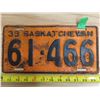 Image 1 : 1939 Sask License plate 61-446