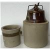 Image 1 : Two pickle crocks. Small one cracked