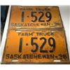 Image 1 : Matched set of 1936 Saskatchewan Farm License plates